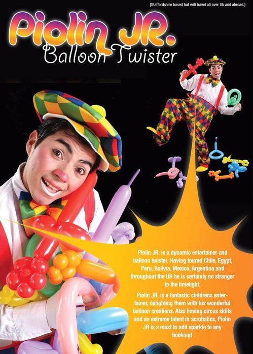Rodrigo Perez as Poilin Jr Balloon Modeller and Circus Skilled Performer, Entertainers in Staffordshire, Entertainments in Staffordshire, Entertainers in Staffs, Entertainments in Staffs, Entertainers in UK, Entertainers in North, Entertainers in South, Entertainers in East, Entertainers in West, Entertainers in North East, Entertainers in South East, Entertainers in North West, Entertainers in South West, Entertainers in Scotland, Entertainers in London, Entertainers in Wales, Entertainers  in Midlands, A.R.C. Entertainments
