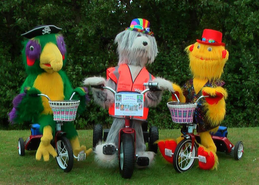 Beaky the Parrot on Trike, Sheridan the Dog on Trike, Murray the Mini Monster on Trike by Animated Magical Moments