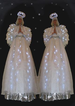 Angels on Stilts with lights - South Yorkshire - Rachel Hyde