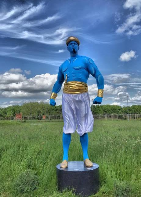 Blue Genie Statue by Electric Cabaret