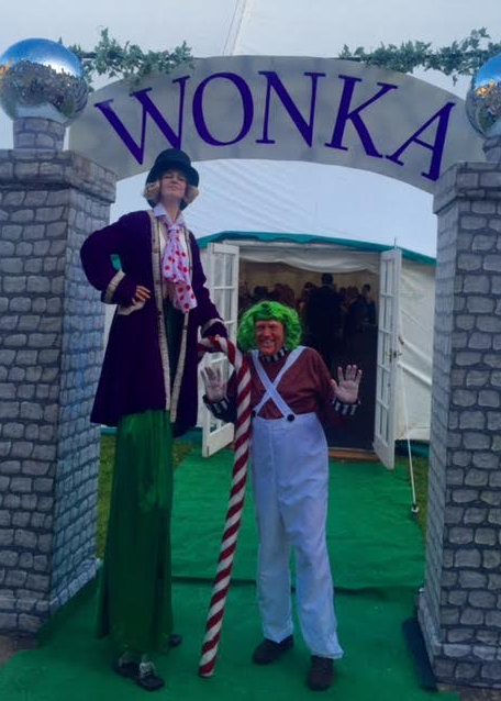 Willy Wonka on Stilts with Umpah Lumpah Walkabout by Rachel H