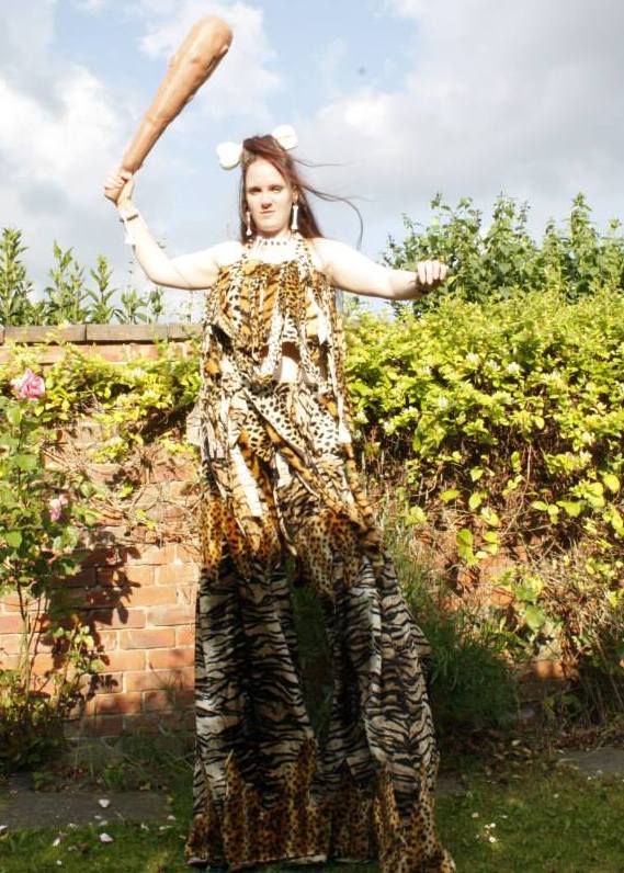 Cavewoman Stilt walker Vicky Armstrong Tyne & Wear