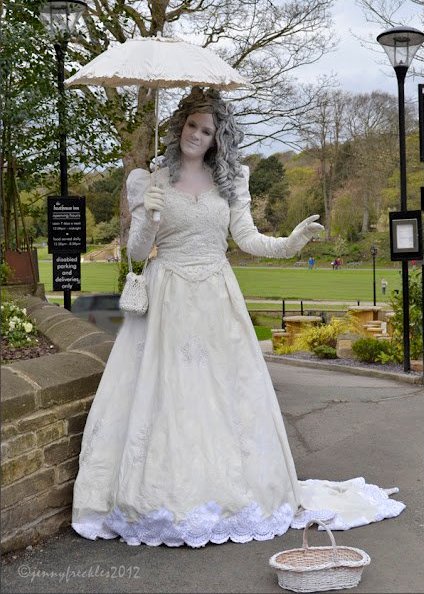 Lady in White Walkabout or Statue by Vicky Armstrong Tyne & Wear